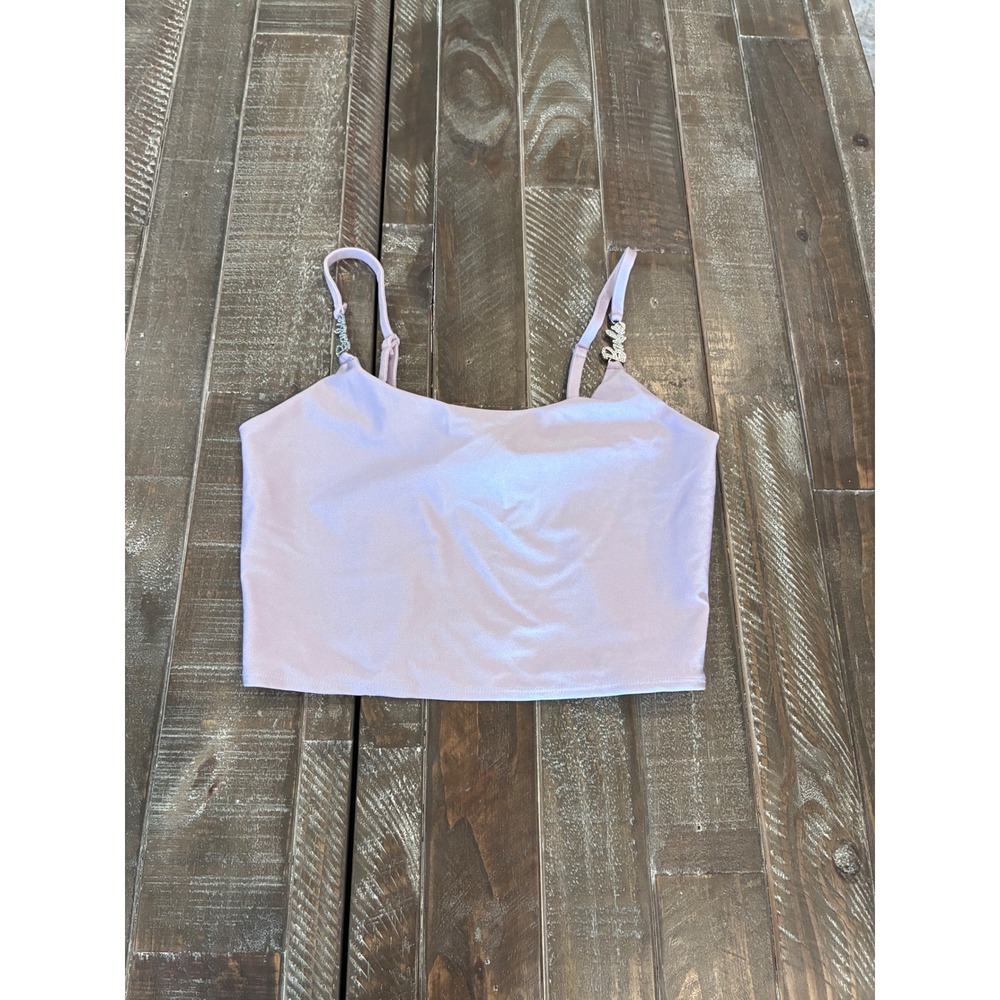 Forever 21 Barbie Rhinestone Strap Crop Top Lavender Lilac Metallicβ Cami Small